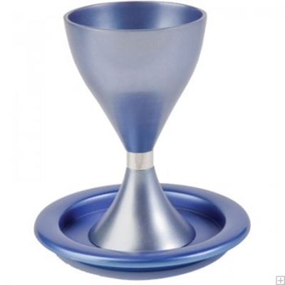 תמונה של גביע קידוש מאלומיניום עם תחתית (כחול) - יאיר עמנואל