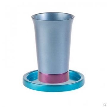 תמונה של גביע קידוש ותחתית מאלומיניום (כחול) - יאיר עמנואל