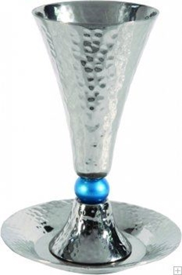 תמונה של גביע קידוש מאלומיניום עם תחתית וחרוז (טורקיז) - יאיר עמנואל